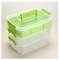 Plastic Multipurpose Portable Storage, 3 Layer Stack & Carry Box Handled Storage Box with Removable Tray for Organising Sewing, Art Craft, and Supplies Green